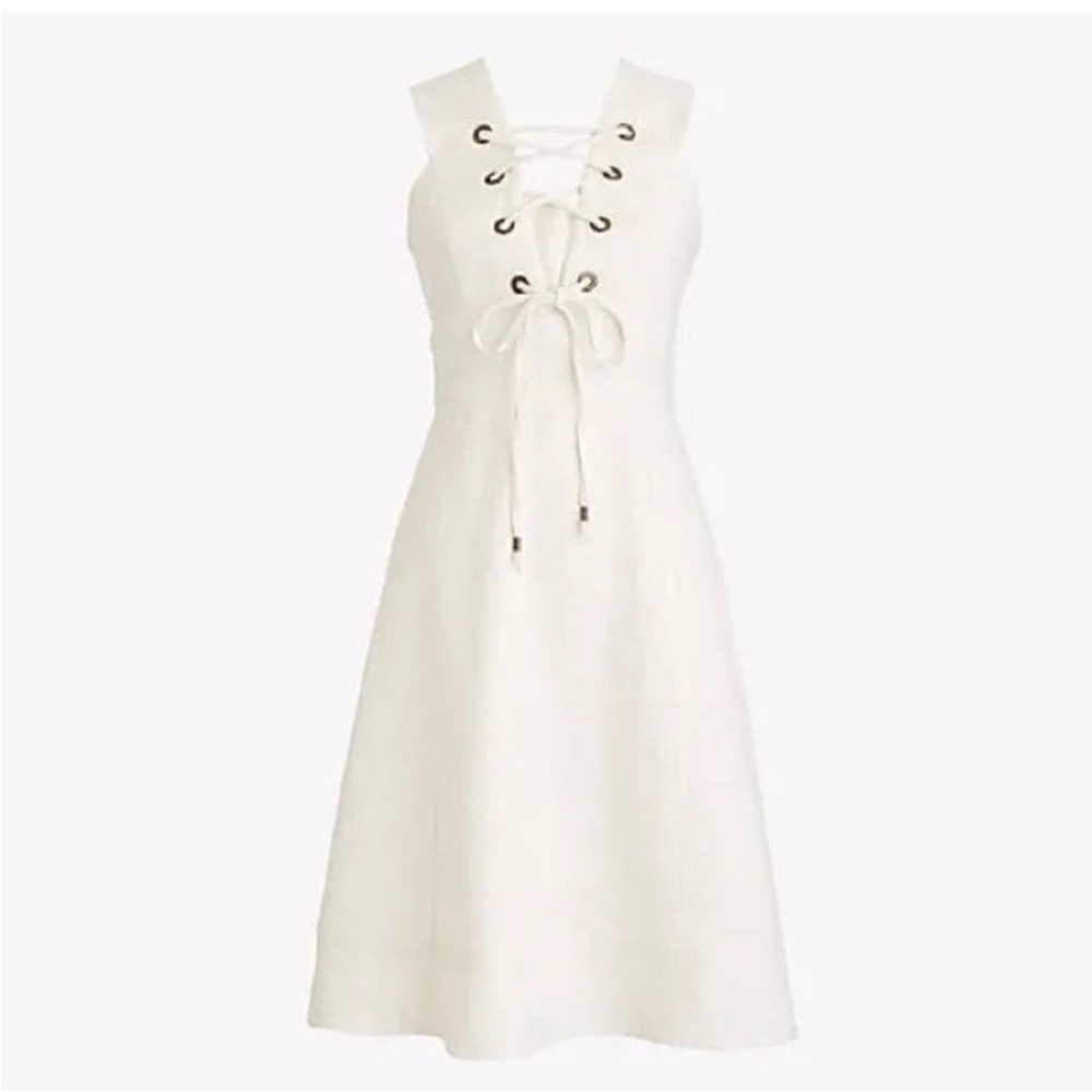 Elegant White Lace-Up Dress